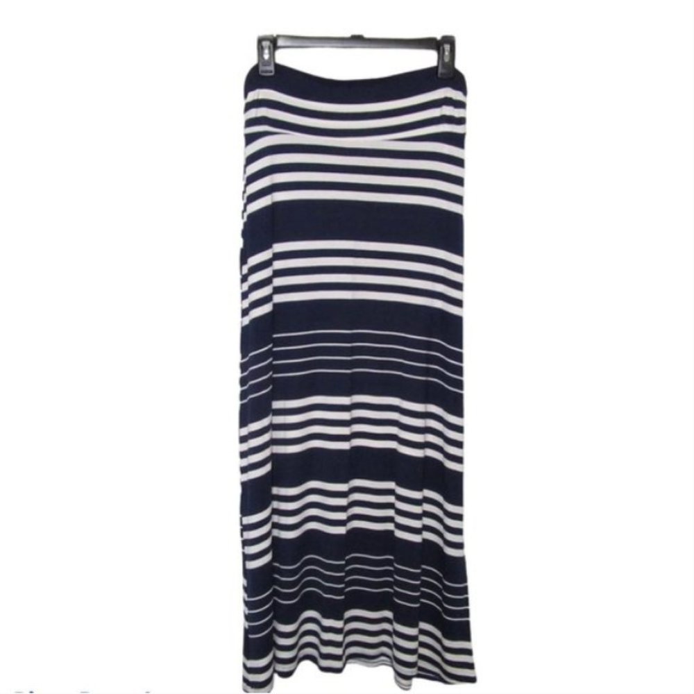 Tiffany & Grey Maxi Skirt, Striped Navy/White
